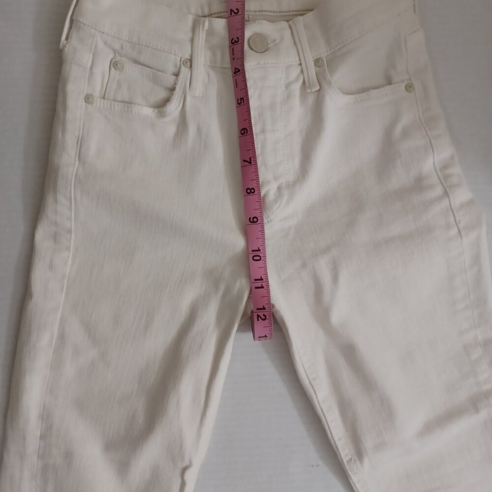 MOTHER THE MID RISE DAZZLER CROP FRAY JEANS CREAM PUFF - Picture 3 of 17